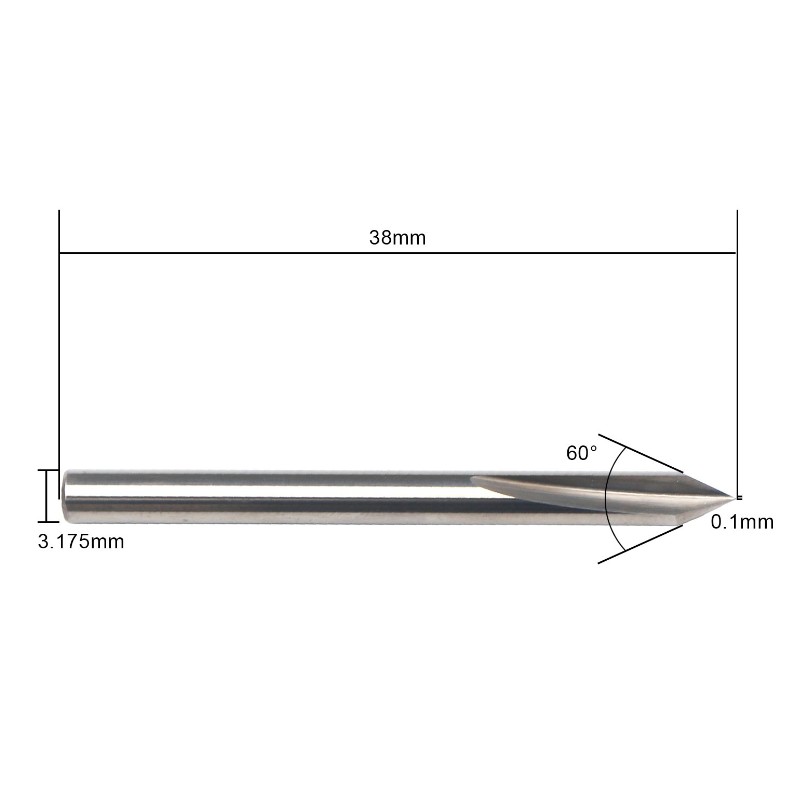 60-stopniowy bit V, EnPoint Grawerowanie metali Bit Twarde końcówki z węglików spiekanych Kształt stożka grawerowanie CNC z 2-ostrzami 1/8 ”3,175 mm Shank 0,1 mm Znakowanie końcówki Stożkowa wkładka do rzeźbienia dla stali Aluminium Mosiądz MDF Drewno