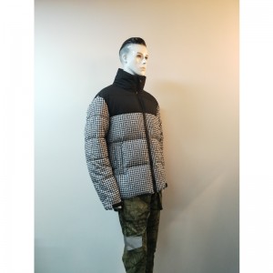 MĘSKA KURTKA PUCHEROWA BIAŁO-CZARNA KONTRAST RLMPC0021N