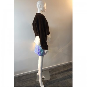 BRĄZOWY KRÓTKI PŁASZCZ DAMSKI RLWF0001