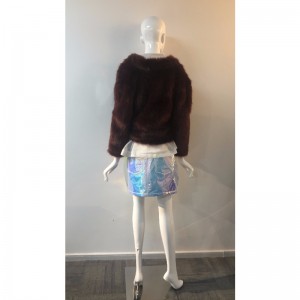 KURTKA FUTRO Z DAMSKICH FUTRA W BRĄZOWE RLWF0027