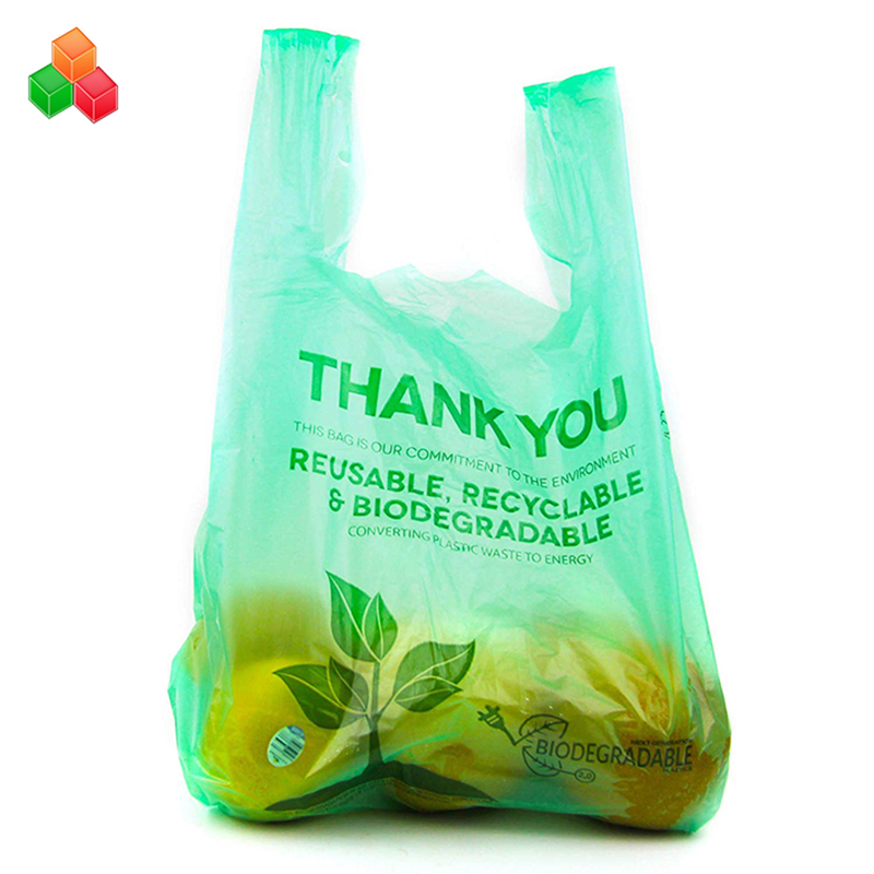 Promocja niestandardowe Logo kolorowe nietoksyczny 100% kompostowalny biodegradowalny pe + d2w plastikowy kosz na śmieci odmówić przyjęcia torby na zakupy