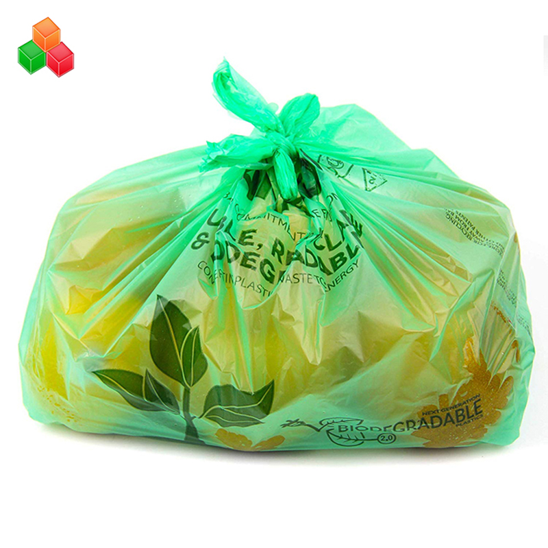 Promocja niestandardowe Logo kolorowe nietoksyczny 100% kompostowalny biodegradowalny pe + d2w plastikowy kosz na śmieci odmówić przyjęcia torby na zakupy