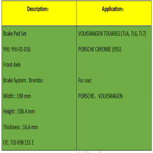 Klocki hamulcowe (OE: 7L0698151E)