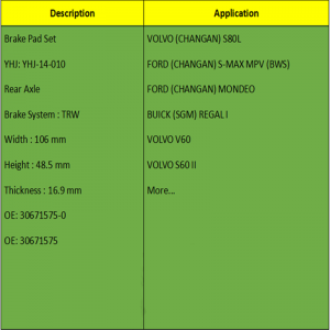 Hamulce (OE: 30671575 -0, OE: 30671575)