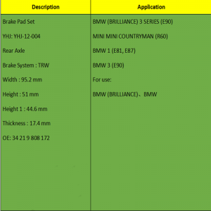 Klocki hamulcowe (OE: 3421 9808172)