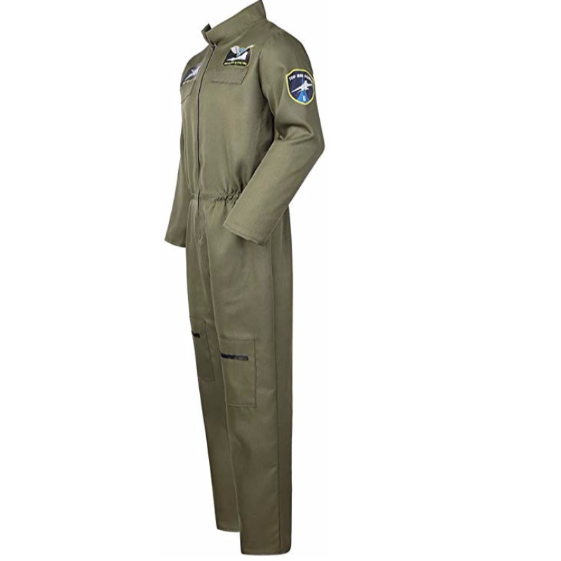 Męskie kostiumy pilotażowe Air Force Fighter Pilot kombinezon dla dorosłych z haftowanymi naszywkami i kieszeniami