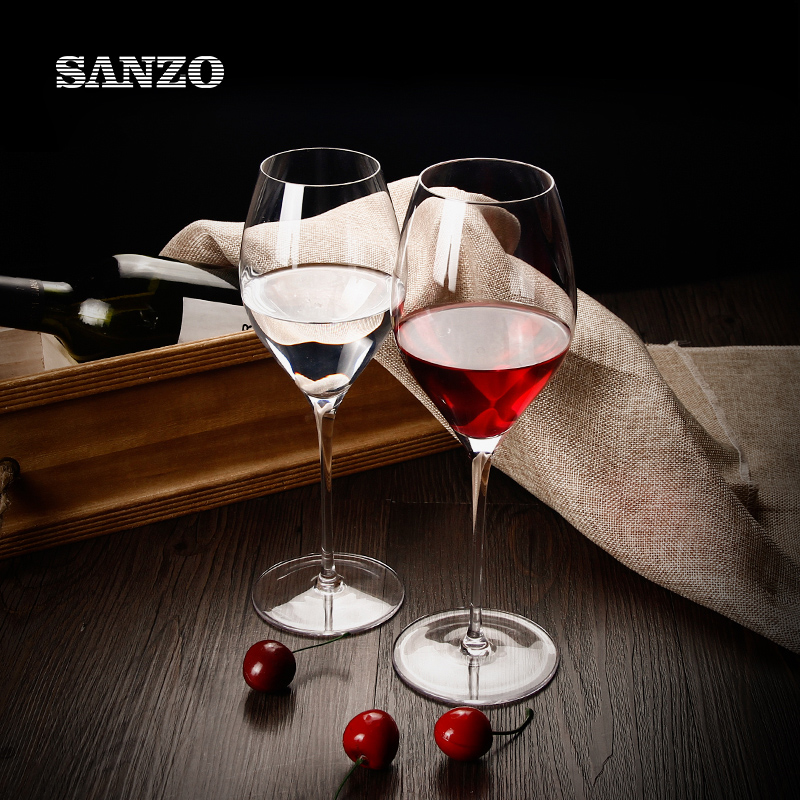 SANZO Czarny czerwony kieliszek do wina Ręcznie robione bezołowiowe krystalicznie kolorowe niebieskie trzpienie Okulary termiczne
