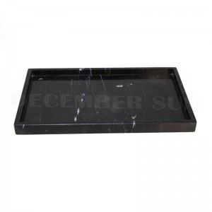 Wysokiej jakości marmurowa taca z czarnego prostokąta