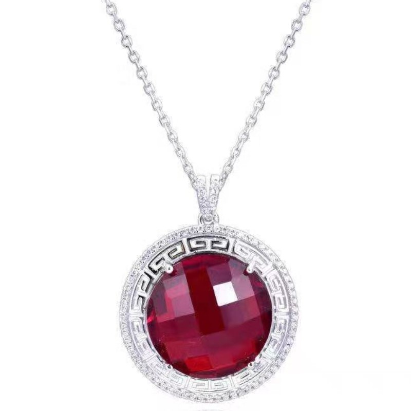 Biżuteria ślubna czerwony granat rubinowy naszyjnik kobiety kryształowy wisiorek
