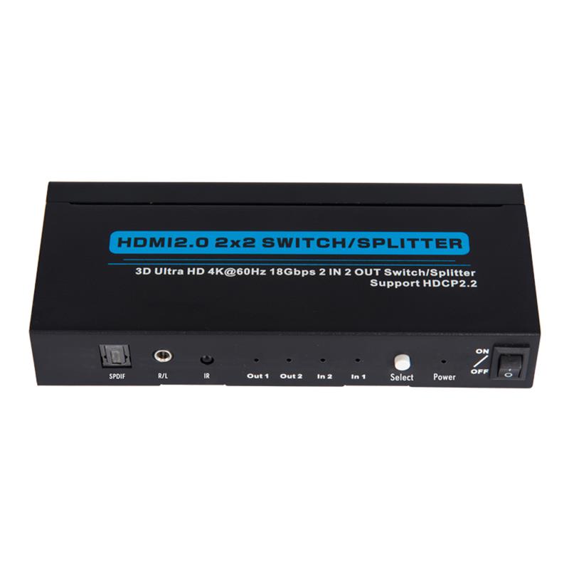 V2.0 Obsługa przełączników / rozdzielaczy HDMI 2x2 3D Ultra HD 4Kx2K @ 60Hz HDCP2.2