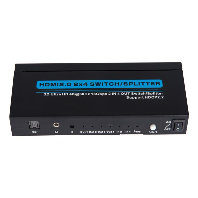 V2.0 Obsługa przełączników / rozdzielaczy HDMI 2x4 3D Ultra HD 4Kx2K @ 60Hz HDCP2.2