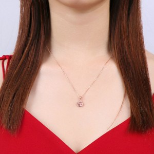 Srebrny wisiorek 925 różowego złota miękki różowy naszyjnik serce naszyjnik oświadczenie naszyjnik