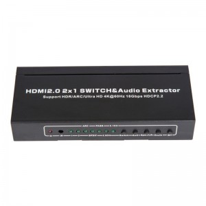 Obsługa przełączników i ekstraktorów audio V2.0 HDMI 2x1 ARC Ultra HD 4Kx2K @ 60Hz HDCP2.2 18 Gb \/ s