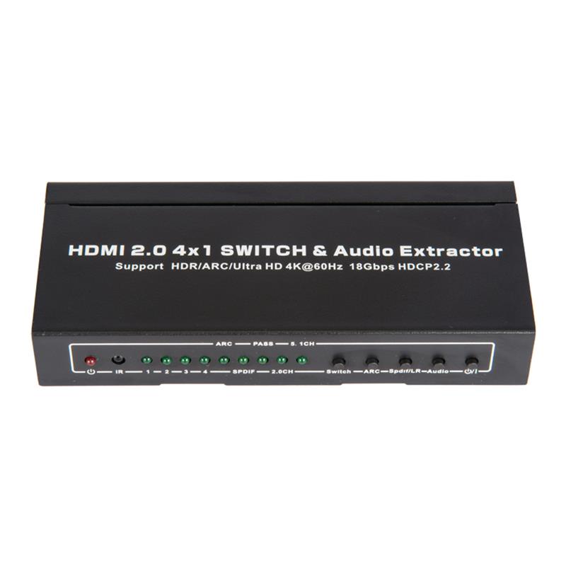 Obsługa przełączników i ekstraktorów audio V2.0 HDMI 4x1 ARC Ultra HD 4Kx2K @ 60Hz HDCP2.2 18 Gb / s