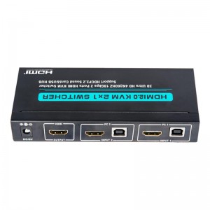 Obsługa przełącznika HDMI KVM V2.0 2x1 Ultra HD 4Kx2K @ 60Hz HDCP2.2 Karta dźwiękowa 18 Gb \/ s i hub USB