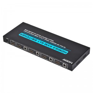 V2.0 HDMI KVM Przełącznik 4x1 Obsługa Ultra HD 4Kx2K @ 60Hz HDCP2.2 Karta dźwiękowa 18 Gb \/ s i hub USB