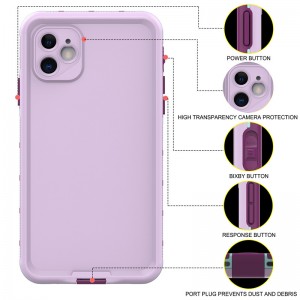 iphone 11 wodoodporny futerał w pełni wodoodporny iphone 11 futerał wodoszczelny (fioletowy) z solidnym kolorem tylnej pokrywy