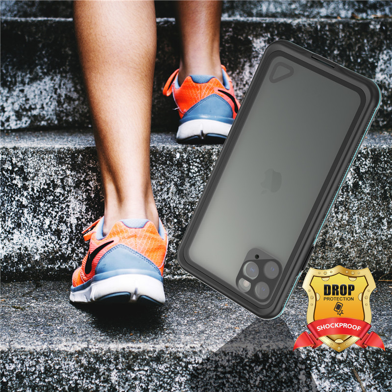 Najlepszy wodoodporny iphone 11 pro max case iphone futeral podwodny iphone case (niebieski) z przezroczystym oparciem