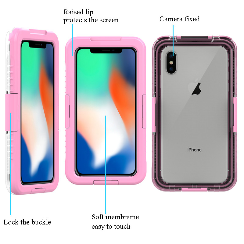 Dobra wodoodporna walizka sucha torba dla iphone XS Max telefon komórkowy wterproof bag (Różowy)