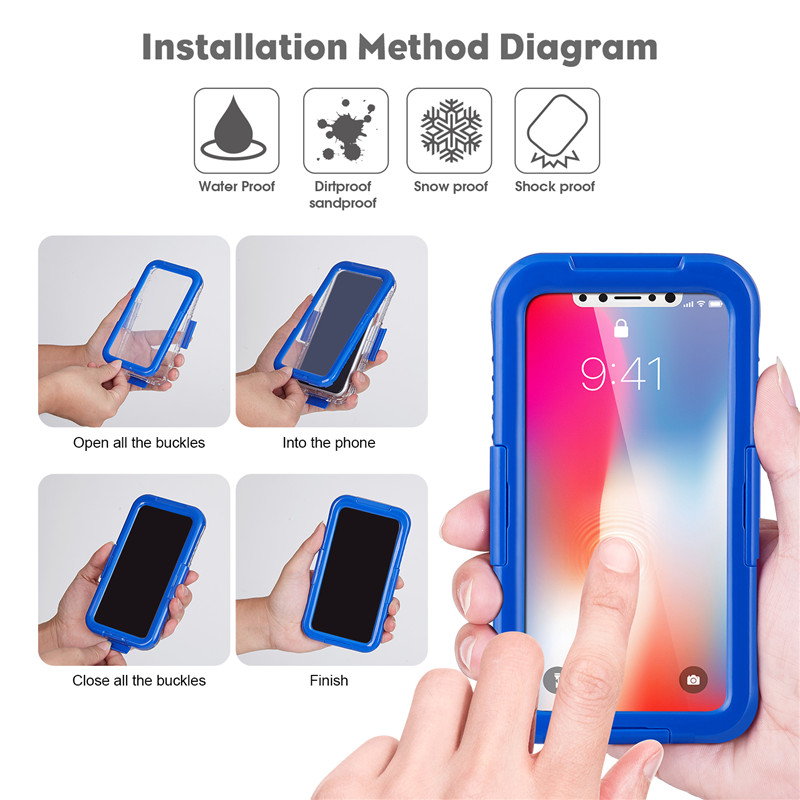 IP68 iphone case najlepszy wodoodporny telefon do pływania top wodoodporny iphone XS case (niebieski)