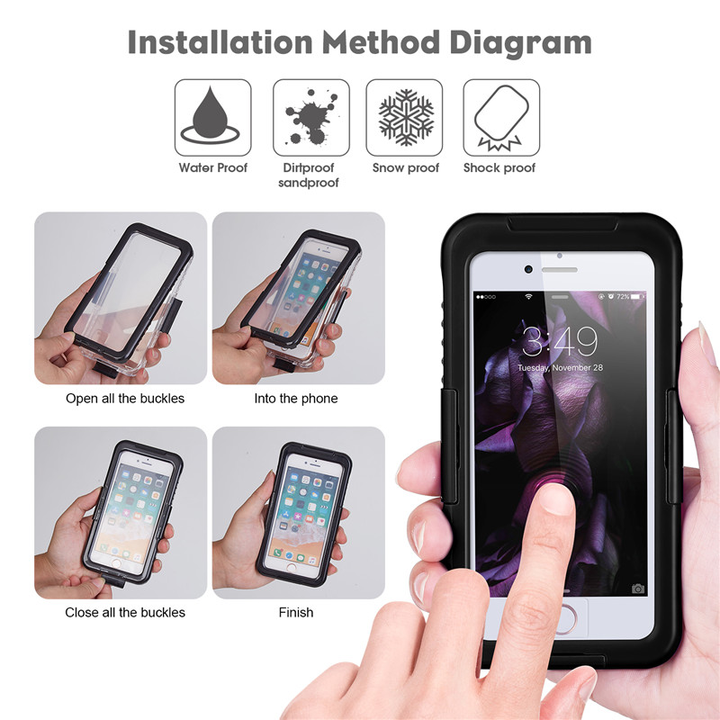 Nowy futerał iphone 8 plus kuloodporny iphone case najlepszy wodoodporny 8 plus futerał (czarny)