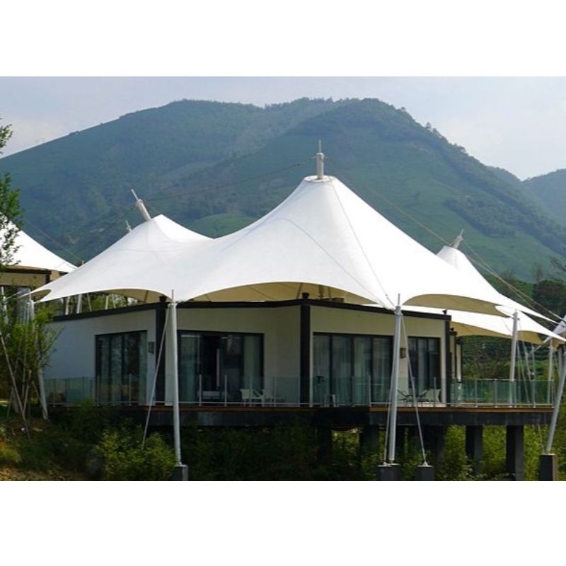 Prefab House Three Peaks Shape 2-sypialnia PVDF Waterproof Fabric Resort Hotel Tent