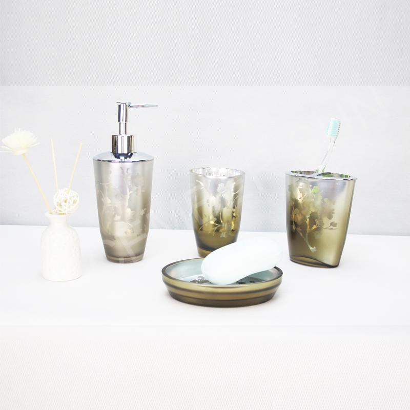 Zestaw 4 szklanych akcesoriów łazienkowych