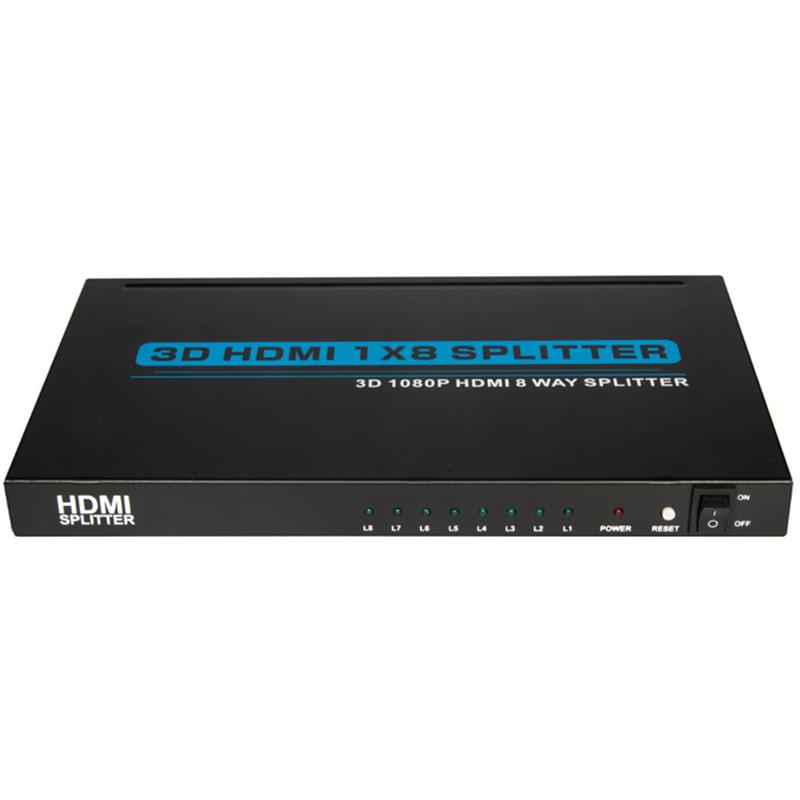 8 Porty HDMI 1x8 Splitter Support 3D Full HD 1080P