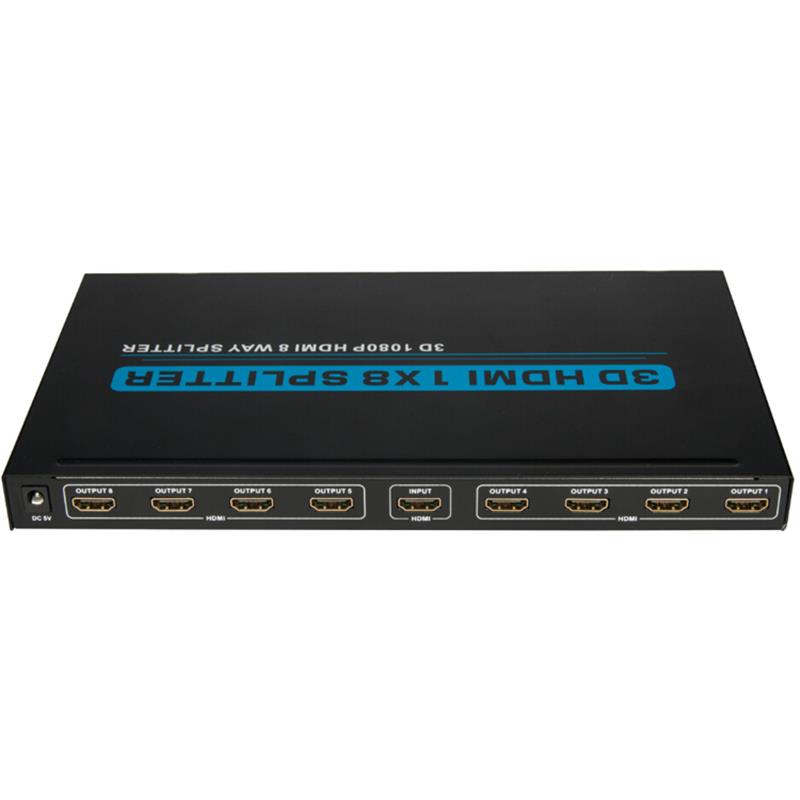 8 Porty HDMI 1x8 Splitter Support 3D Full HD 1080P