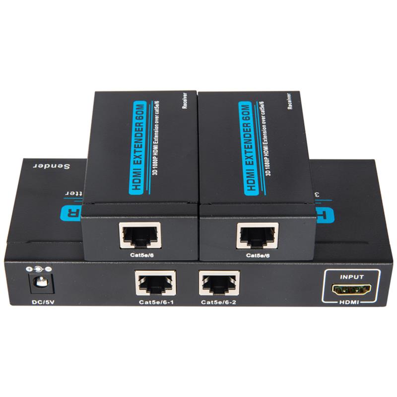 2 porty UTP HDMI 1x2 Splitter nad pojedynczym Cat5e / 6 Z 2 odbiornikami do 60m