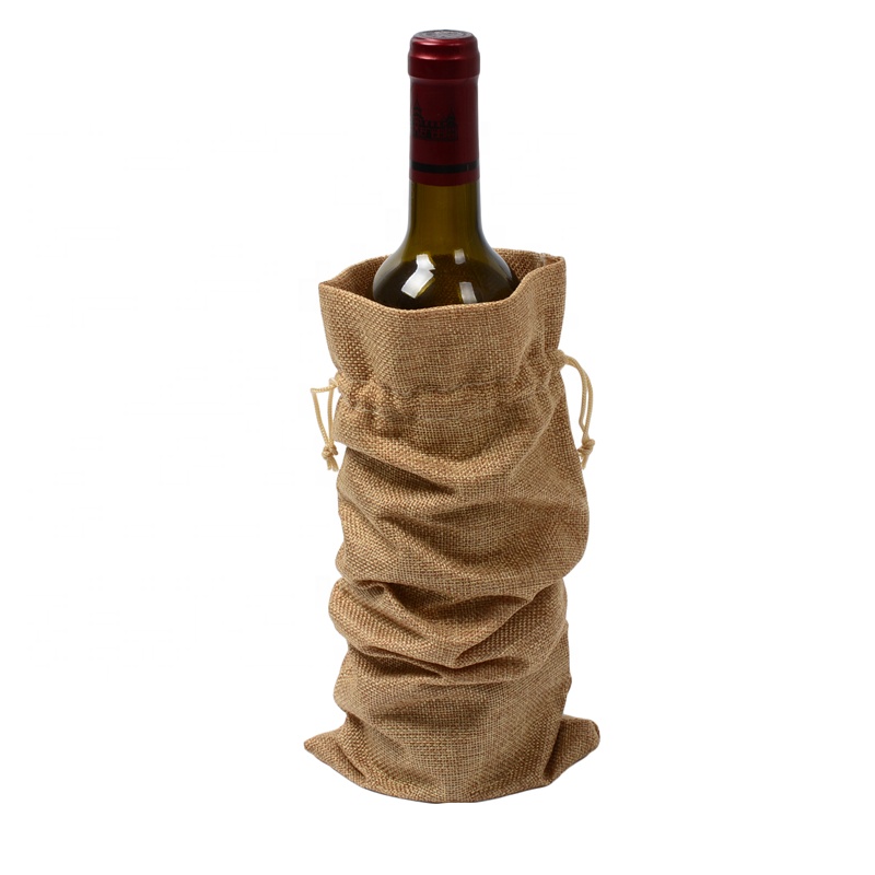 SGS53 Rdzewna Jute Burlap Wine Torby Drawstring Wine Bottle obejmuje opakowanie opakowanie po butelce