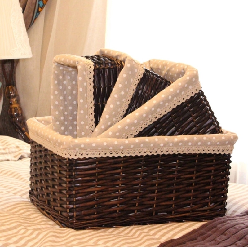 Zestaw 3 wiklinowych koszy