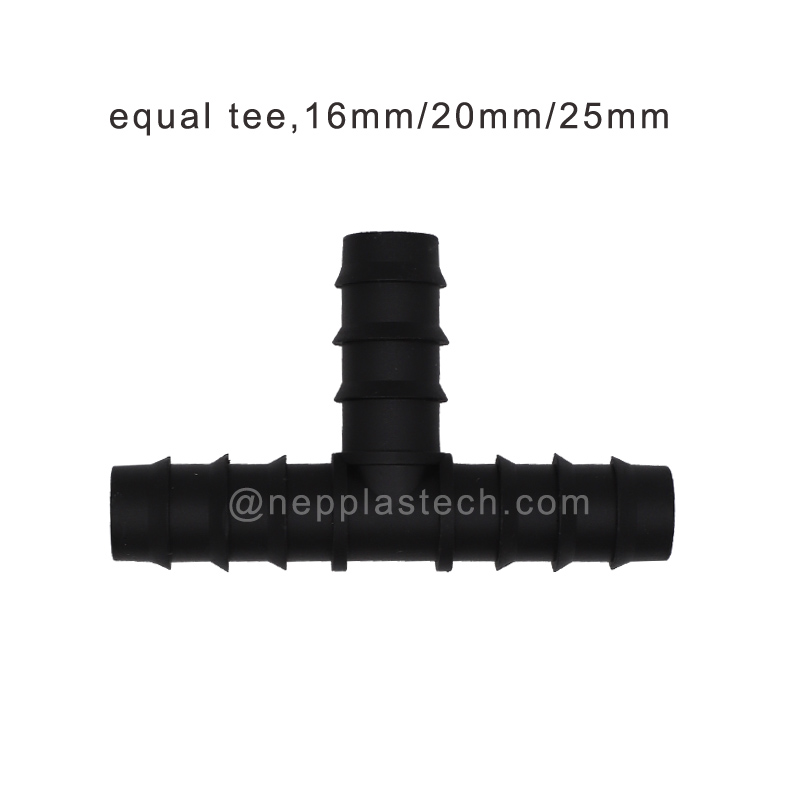 automatyczny system nawadniania słonecznego Trójnik z kolcami z rury PE 25 mm, łączniki kolankowe z rurki PE 20 mm, proste złącza z rur PE 16 mm