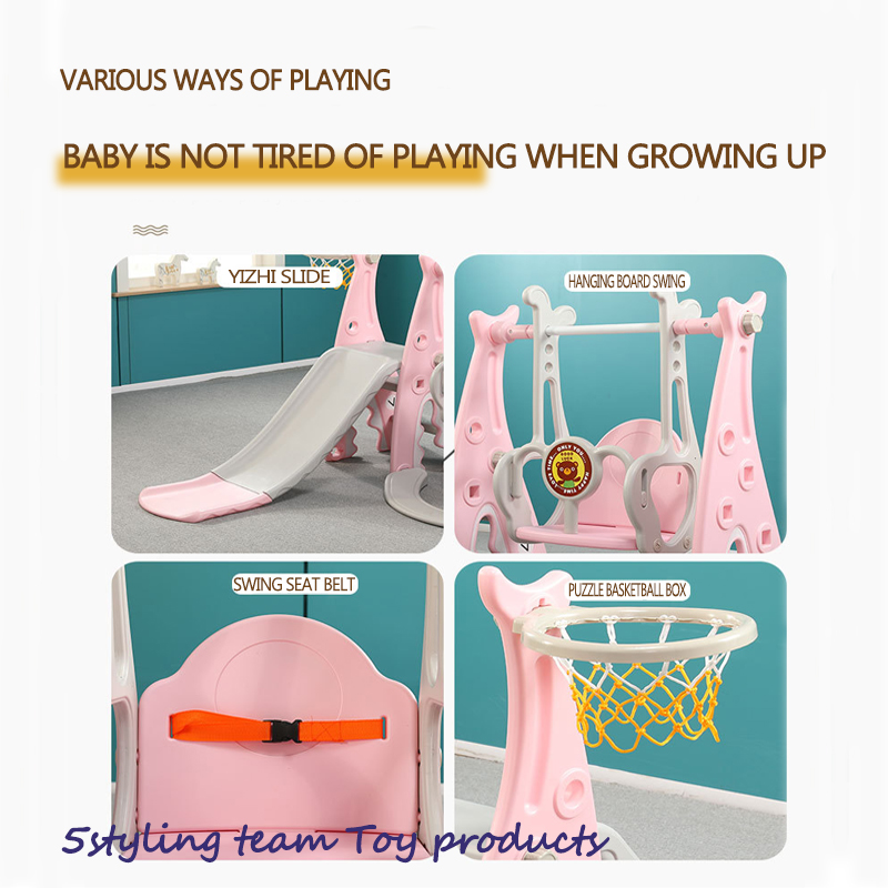 Kombinacja zjeżdżalni i huśtawek dla dzieci kryty mały park rozrywki trzy w jednym zgrubieniu zjeżdżalni dla dzieci