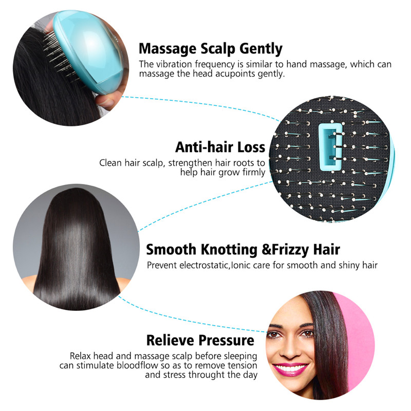 Przenośna elektryczna jonowa szczotka do włosów Mini antystatyczny grzebień do masażu Grzebień Magic Beauty Brush Home Travel Narzędzie do stylizacji włosów