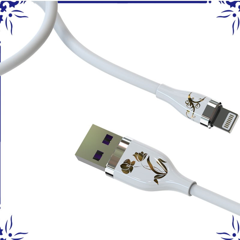 Kabel ceramiczny z 3 kolorowymi silikonowymi liniami LED do iPhone'a