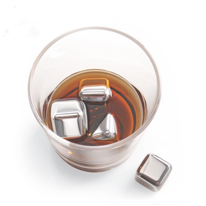 HOT sprzedając kwadrat 27mm 8pcs set Stainless Steel Whisky Stones ice Cube
