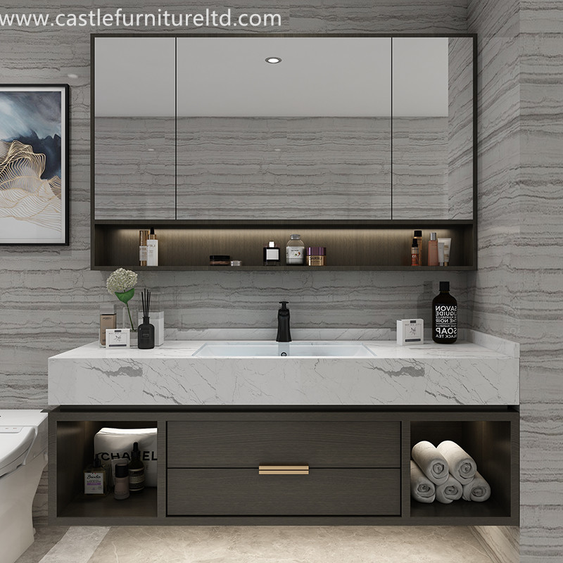 Kombinacja dębowej szafki łazienkowej Nordic prosta szafka z litego drewna łazienka inteligentne lustro umywalka łazienkowa gargle etap marmurowa umywalka