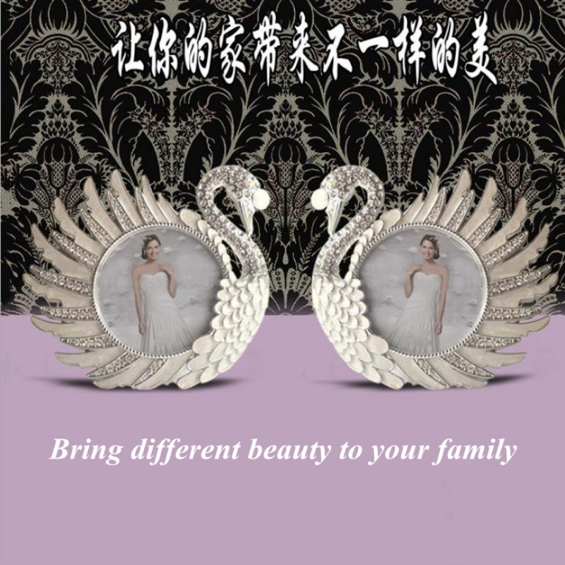Nowoczesna chińska klatka fotograficzna ze sceny twórczej srebrnej twórczej sypialni dekoracyjna ramka Swan może być dostosowana
