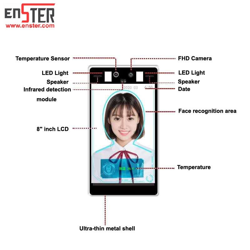 Rozpoznawanie twarzy+Temperatura 8calowa smart camera