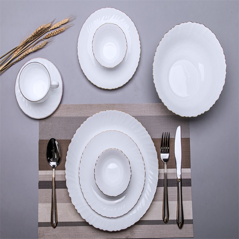 21G &G +Dinner Set with golden line Heat Resistant Opal Glassware