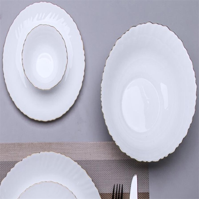 21G &G +Dinner Set with golden line Heat Resistant Opal Glassware