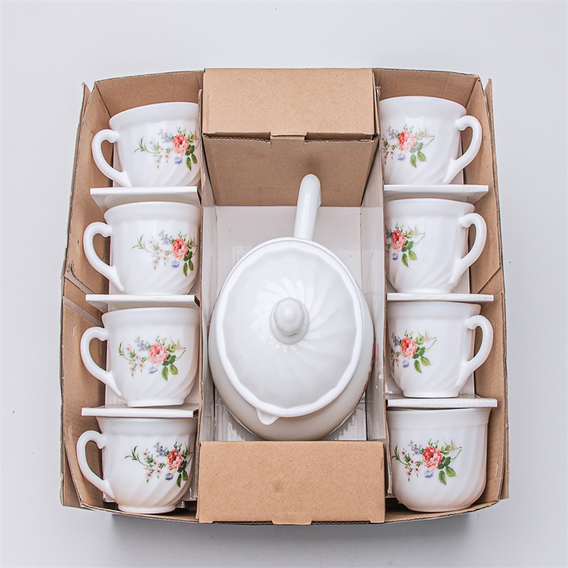 Opal szklany zestaw do kolacji - Round Coffee Set