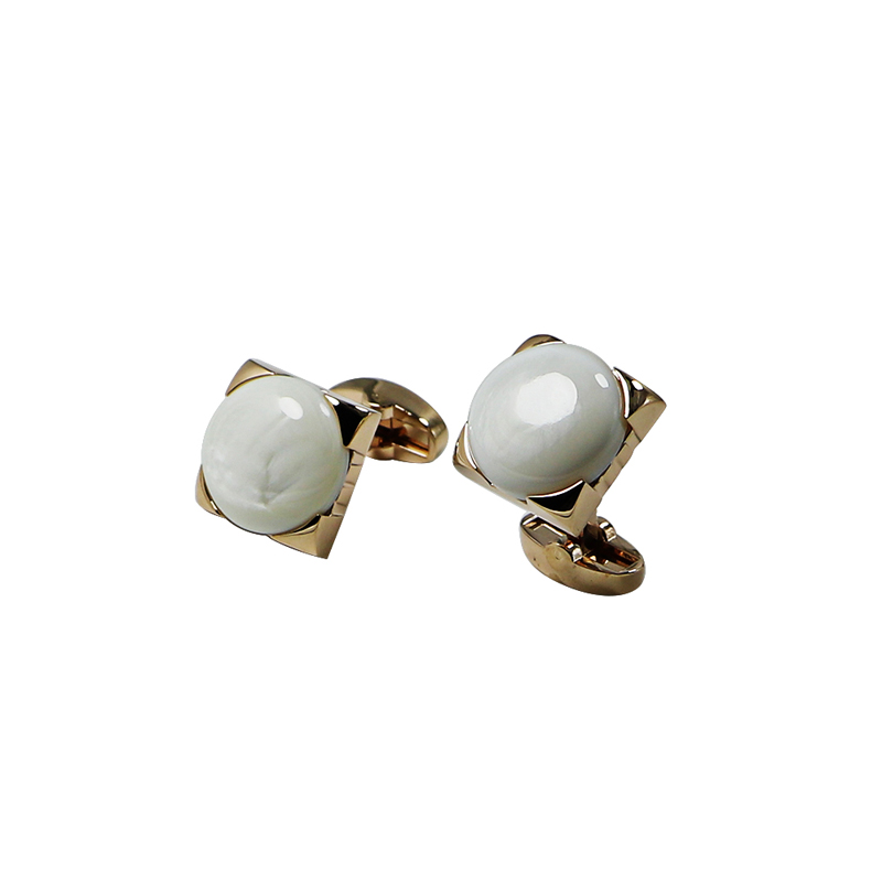 Matka Pearl Gold Plated Square Shrits Cuff Links