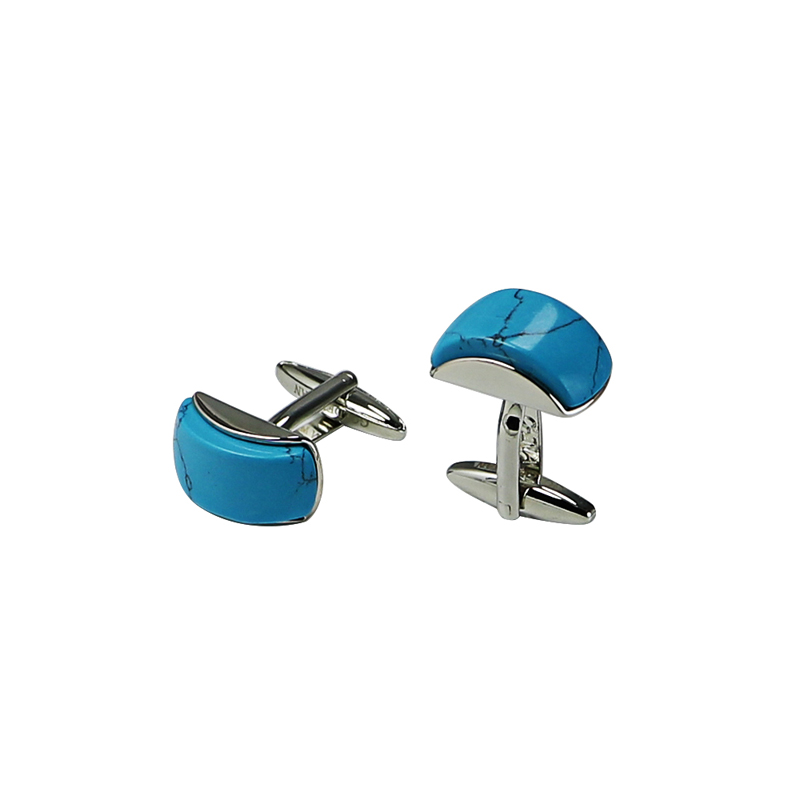 Men\s Turquoise Domed Rectangle Cuff Links