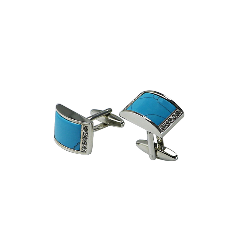 Turkusowe &D: Crystal Domed Rectangle Cuff Links