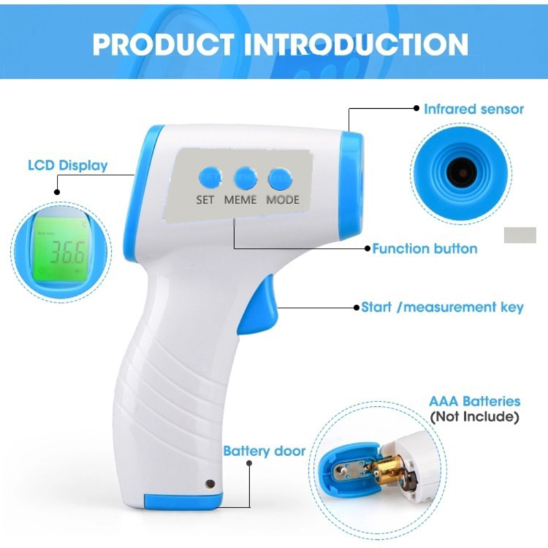 Digital Medical non-connect Infared Forehead termometr Gun for Adult, for Fever, with CE