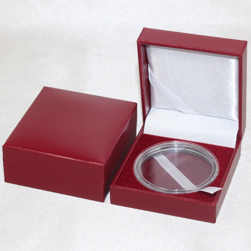 Punkt V-04 kwadratowy PU skórzany pojemnik na monety, spinkę do mankietu, spinkę do krawata, itp. mm.63*68*28, wagi około 50g