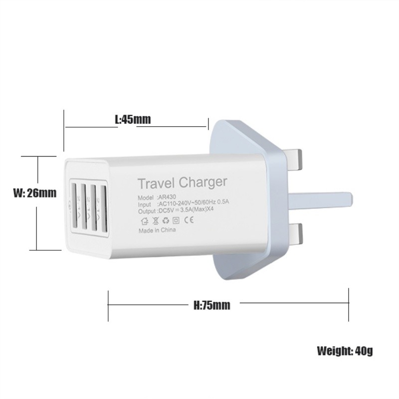 Wtyczka szybka 3.0 18W 4 2.1A Port USB Charger AC Travel Charger Adapter przenośna ładowarka USB multi ładowarka