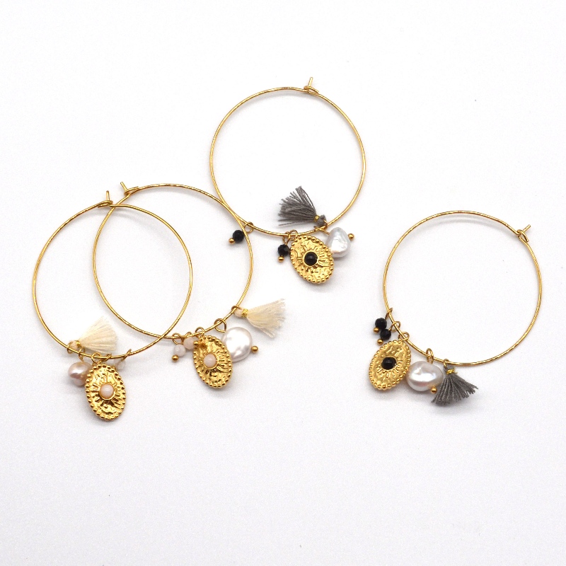 Złote klasyczne, polerowane okrągłe kolczyki ze stali nierdzewnej, fabryka przetwarzania biżuterii Chiny Ruifanbao